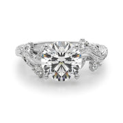 Crowned Center Round Diamond Engagement Ring â€” 10K/14K Gold & Platinum