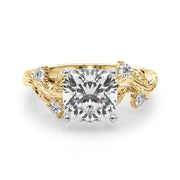Crowned Center Round Diamond Engagement Ring â€” 10K/14K Gold & Platinum