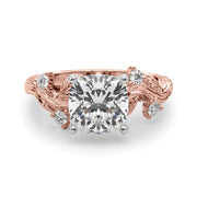 Crowned Center Round Diamond Engagement Ring â€” 10K/14K Gold & Platinum