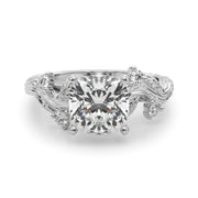 Crowned Center Round Diamond Engagement Ring â€” 10K/14K Gold & Platinum