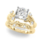 Crowned Center Round Diamond Engagement Ring â€” 10K/14K Gold & Platinum