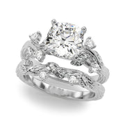 Crowned Center Round Diamond Engagement Ring â€” 10K/14K Gold & Platinum
