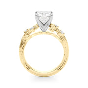 Crowned Center Round Diamond Engagement Ring â€” 10K/14K Gold & Platinum