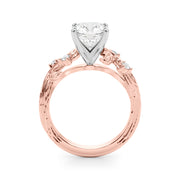Crowned Center Round Diamond Engagement Ring â€” 10K/14K Gold & Platinum