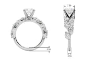 Crowned Center Round Diamond Engagement Ring â€” 10K/14K Gold & Platinum