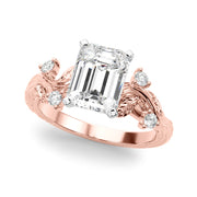 Crowned Center Round Diamond Engagement Ring â€” 10K/14K Gold & Platinum
