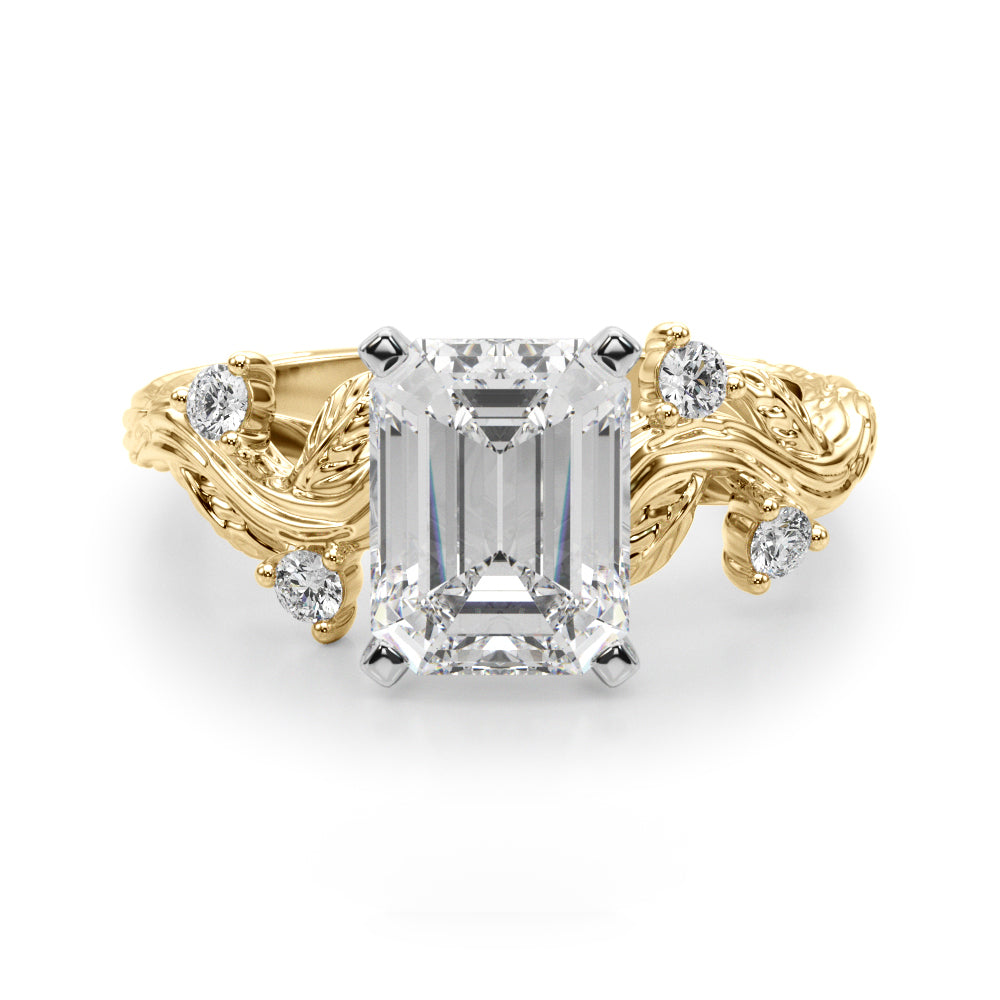 Crowned Center Round Diamond Engagement Ring â€” 10K/14K Gold & Platinum
