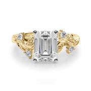 Crowned Center Round Diamond Engagement Ring â€” 10K/14K Gold & Platinum