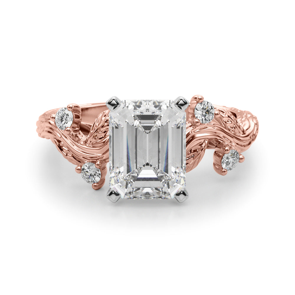 Crowned Center Round Diamond Engagement Ring â€” 10K/14K Gold & Platinum