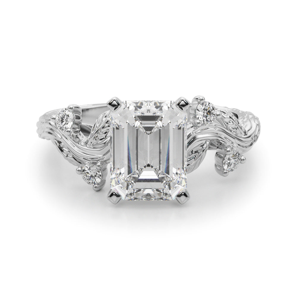 Crowned Center Round Diamond Engagement Ring â€” 10K/14K Gold & Platinum