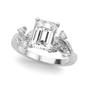 Crowned Center Round Diamond Engagement Ring â€” 10K/14K Gold & Platinum