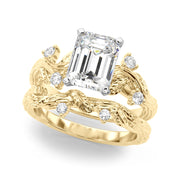 Crowned Center Round Diamond Engagement Ring â€” 10K/14K Gold & Platinum