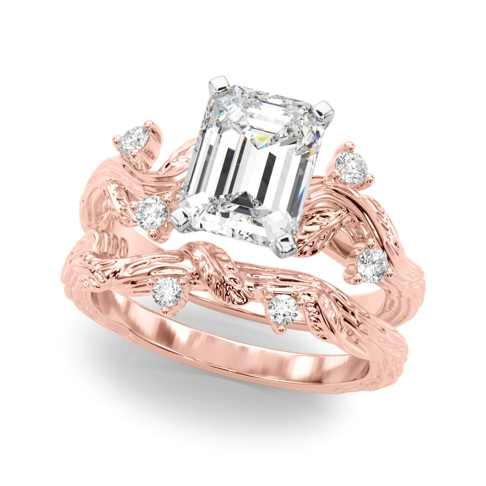 Crowned Center Round Diamond Engagement Ring â€” 10K/14K Gold & Platinum