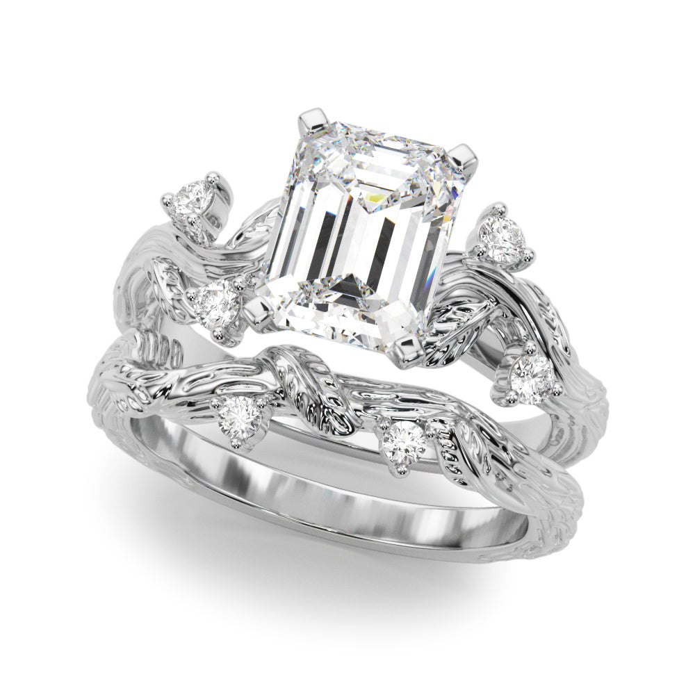 Crowned Center Round Diamond Engagement Ring â€” 10K/14K Gold & Platinum
