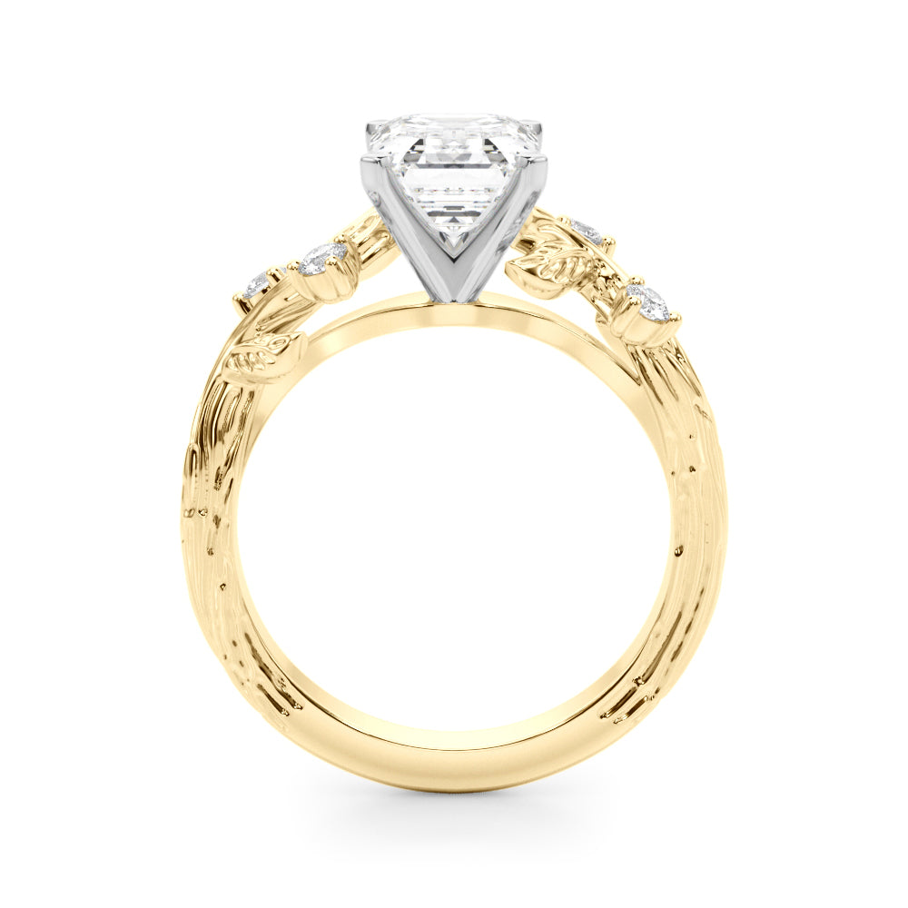 Crowned Center Round Diamond Engagement Ring â€” 10K/14K Gold & Platinum