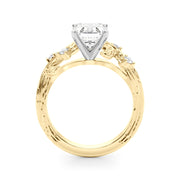 Crowned Center Round Diamond Engagement Ring â€” 10K/14K Gold & Platinum