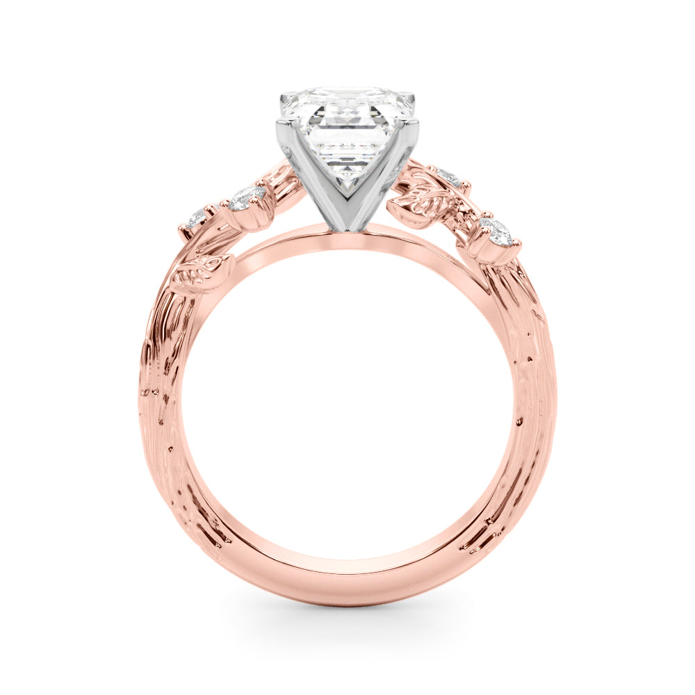 Crowned Center Round Diamond Engagement Ring â€” 10K/14K Gold & Platinum