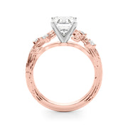 Crowned Center Round Diamond Engagement Ring â€” 10K/14K Gold & Platinum
