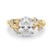 Crowned Center Round Diamond Engagement Ring â€” 10K/14K Gold & Platinum