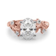 Crowned Center Round Diamond Engagement Ring â€” 10K/14K Gold & Platinum