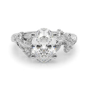 Crowned Center Round Diamond Engagement Ring â€” 10K/14K Gold & Platinum