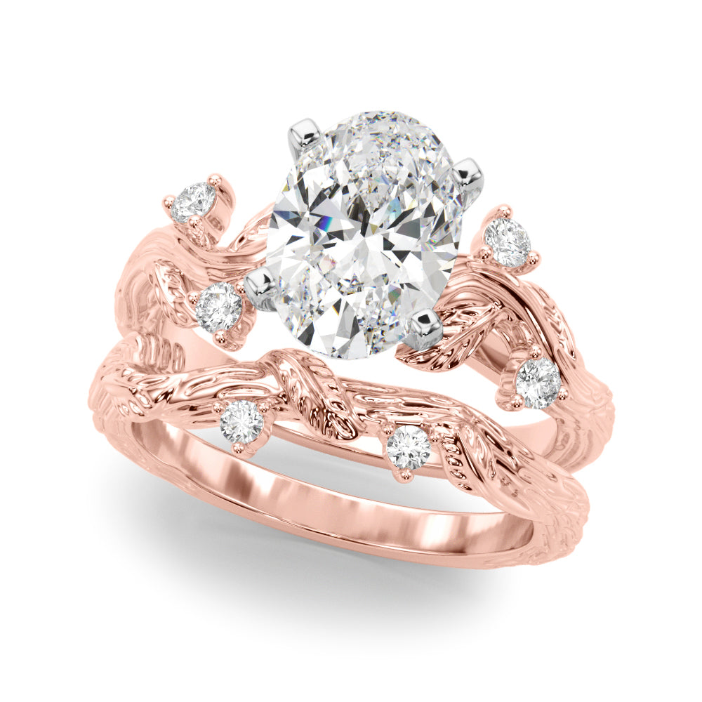 Crowned Center Round Diamond Engagement Ring â€” 10K/14K Gold & Platinum