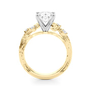 Crowned Center Round Diamond Engagement Ring â€” 10K/14K Gold & Platinum