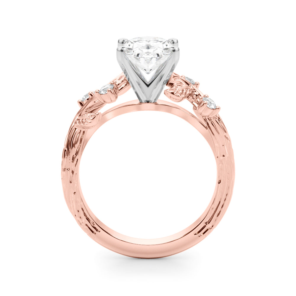 Crowned Center Round Diamond Engagement Ring â€” 10K/14K Gold & Platinum