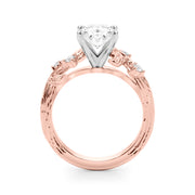 Crowned Center Round Diamond Engagement Ring â€” 10K/14K Gold & Platinum