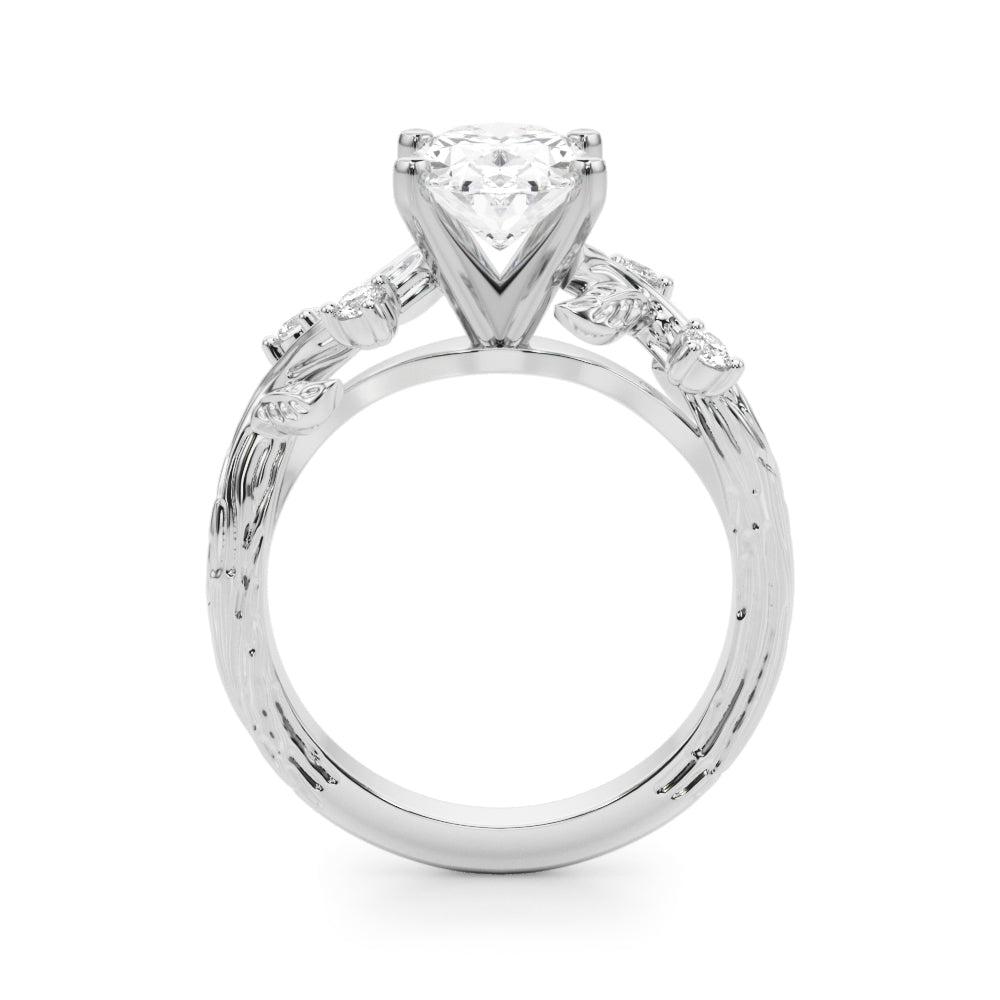 Crowned Center Round Diamond Engagement Ring â€” 10K/14K Gold & Platinum