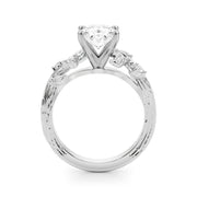 Crowned Center Round Diamond Engagement Ring â€” 10K/14K Gold & Platinum