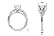 Crowned Center Round Diamond Engagement Ring â€” 10K/14K Gold & Platinum