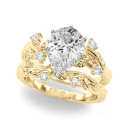 Crowned Center Round Diamond Engagement Ring â€” 10K/14K Gold & Platinum