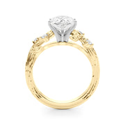Crowned Center Round Diamond Engagement Ring â€” 10K/14K Gold & Platinum