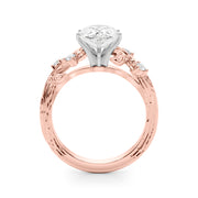 Crowned Center Round Diamond Engagement Ring â€” 10K/14K Gold & Platinum