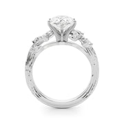 Crowned Center Round Diamond Engagement Ring â€” 10K/14K Gold & Platinum