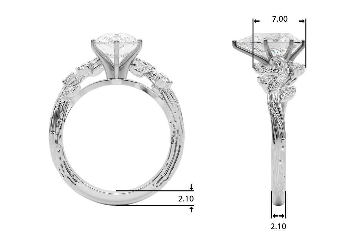 Crowned Center Round Diamond Engagement Ring â€” 10K/14K Gold & Platinum