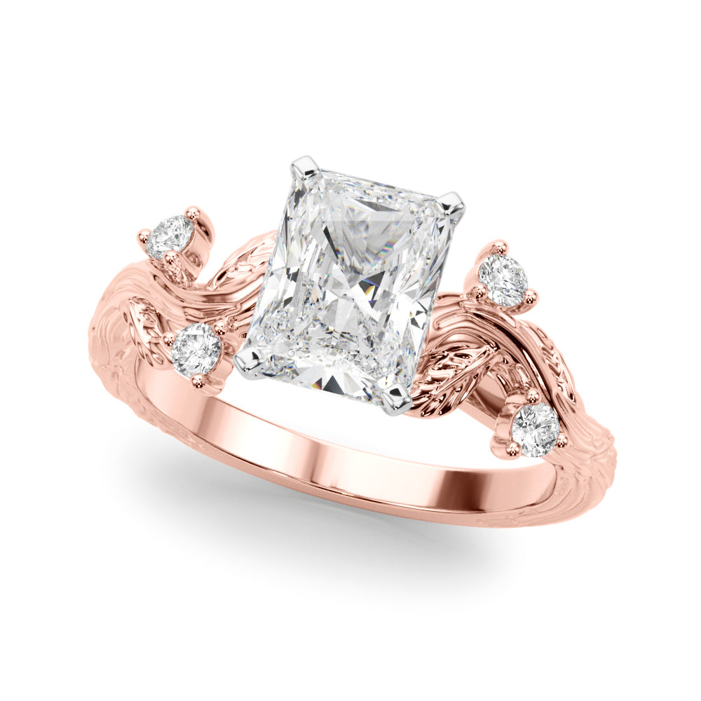 Crowned Center Round Diamond Engagement Ring â€” 10K/14K Gold & Platinum