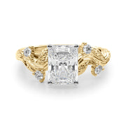 Crowned Center Round Diamond Engagement Ring â€” 10K/14K Gold & Platinum