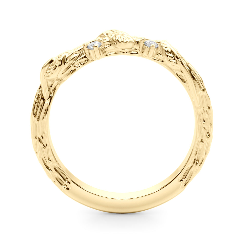 Accented Nature-Inspired Half Eternity Ring in Gold & Platinum