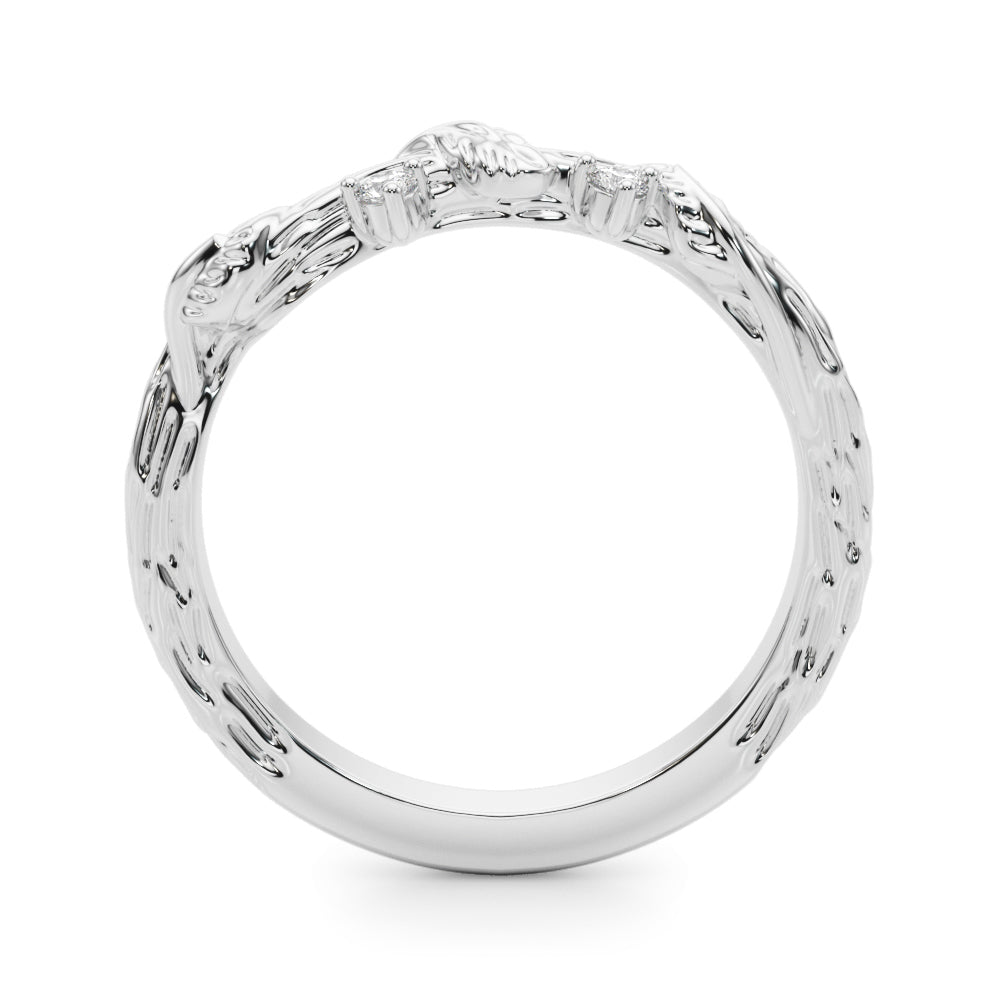 Accented Nature-Inspired Half Eternity Ring in Gold & Platinum