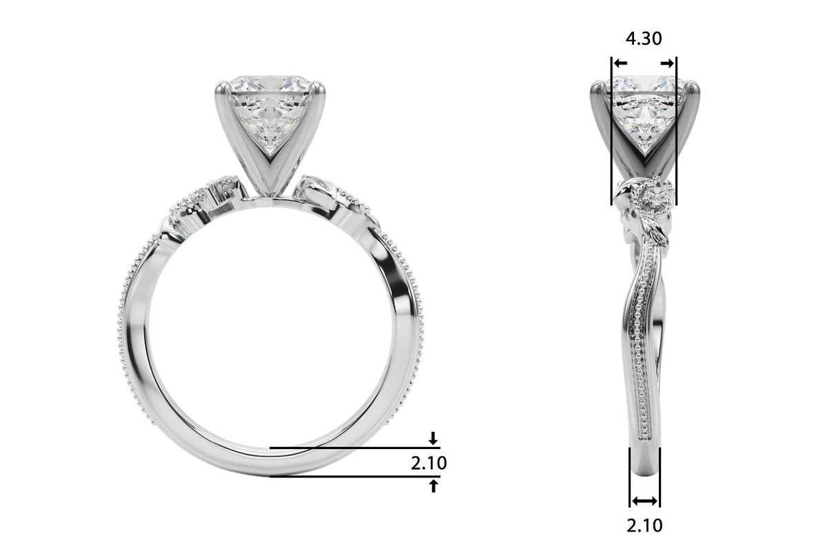 Graceful Center Engagement Ring Oval Diamond Engagement Ring â€” 10K/14K Gold & Platinum