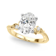 Graceful Center Engagement Ring Oval Diamond Engagement Ring â€” 10K/14K Gold & Platinum
