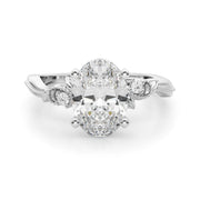 Graceful Center Engagement Ring Oval Diamond Engagement Ring â€” 10K/14K Gold & Platinum