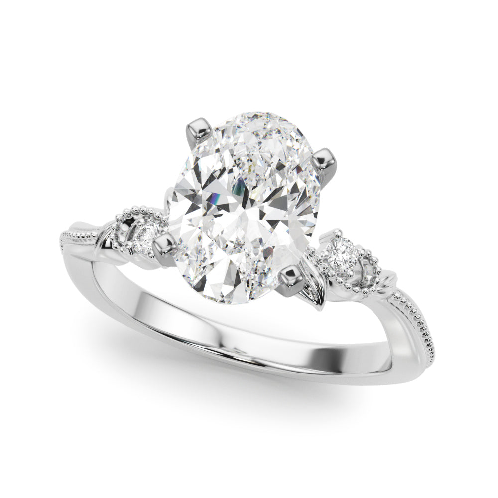 Graceful Center Engagement Ring Oval Diamond Engagement Ring â€” 10K/14K Gold & Platinum