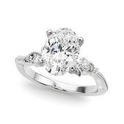 Graceful Center Engagement Ring Oval Diamond Engagement Ring â€” 10K/14K Gold & Platinum