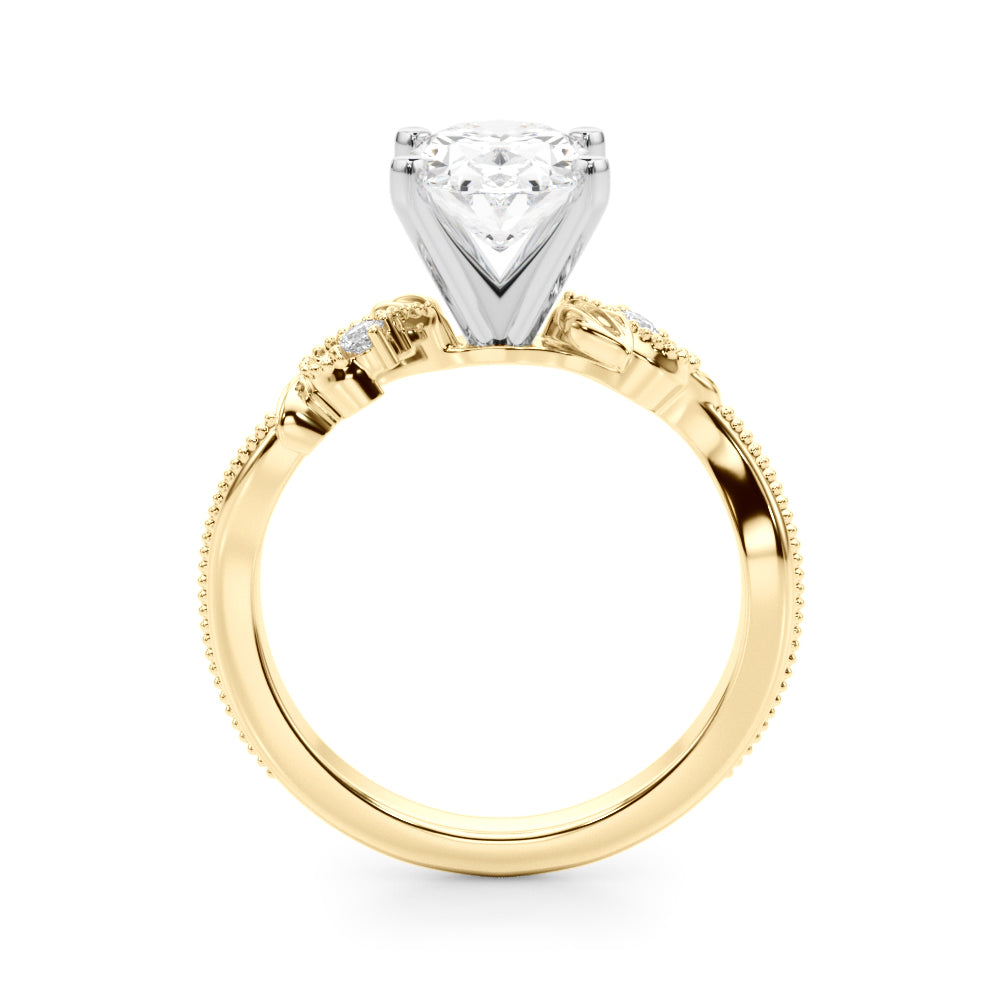 Graceful Center Engagement Ring Oval Diamond Engagement Ring â€” 10K/14K Gold & Platinum