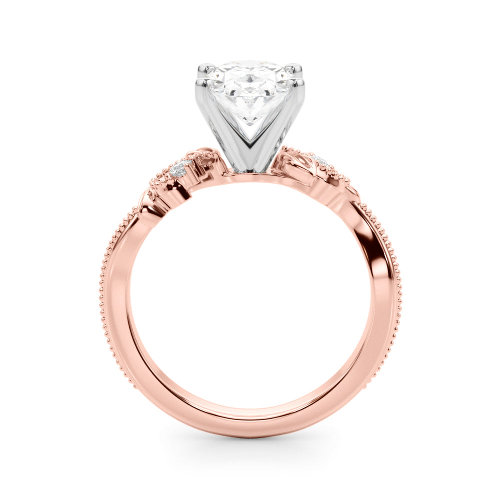 Graceful Center Engagement Ring Oval Diamond Engagement Ring â€” 10K/14K Gold & Platinum
