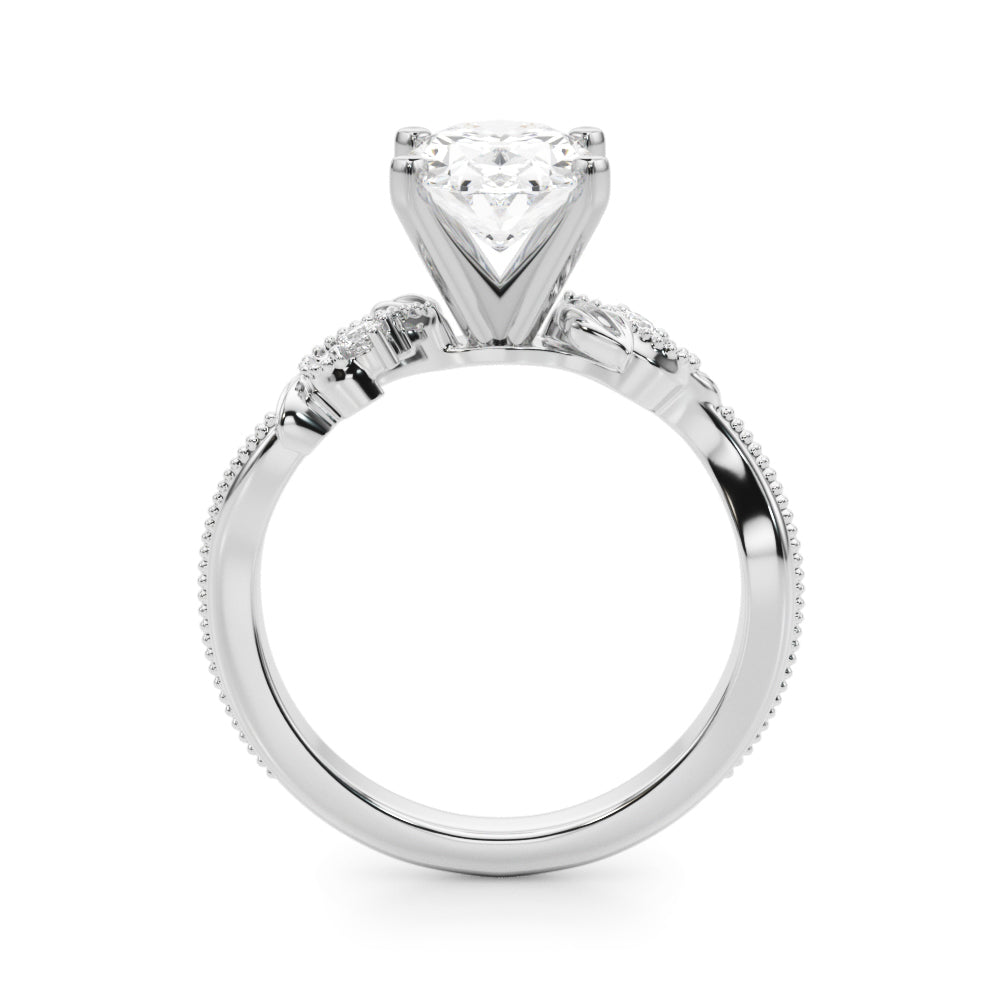 Graceful Center Engagement Ring Oval Diamond Engagement Ring â€” 10K/14K Gold & Platinum