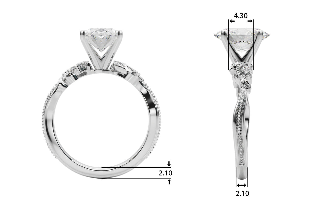 Graceful Center Engagement Ring Oval Diamond Engagement Ring â€” 10K/14K Gold & Platinum